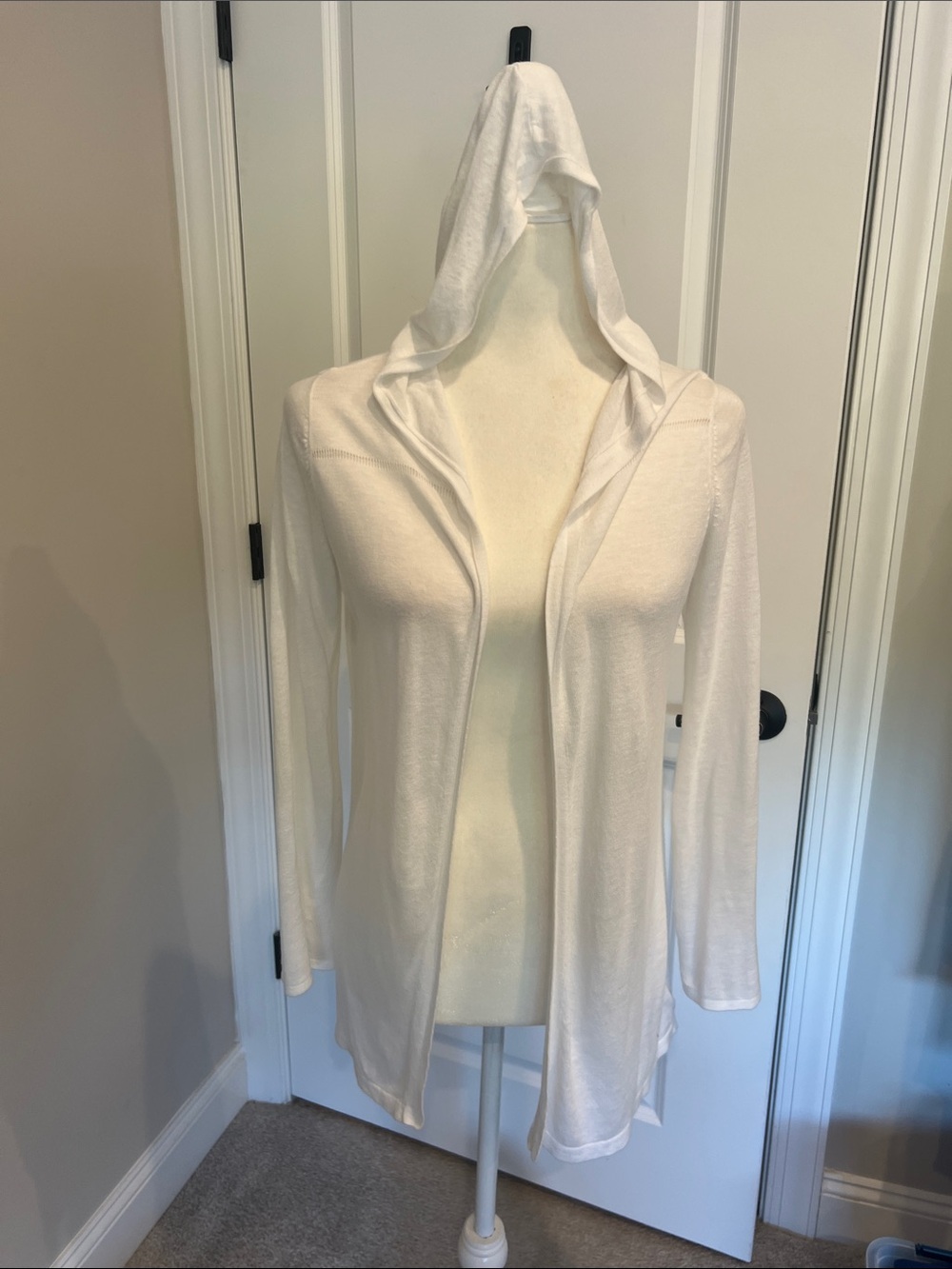 Cynthia Rowley White Open-Front Lightweight Hoodie Cardigan